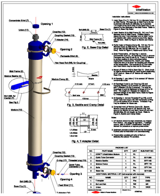หน่วย Ultrafiltration DuPont SFD-2860XP IntegraFlux uf เครื่องกรองเยื่อ การไหล 204 m3/วัน uf หน่วยเยื่อ