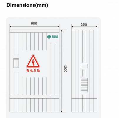 IP 65 ความต้านทานต่อการกัดกรองไฟเบอร์กล๊าส 1200x600x350mm